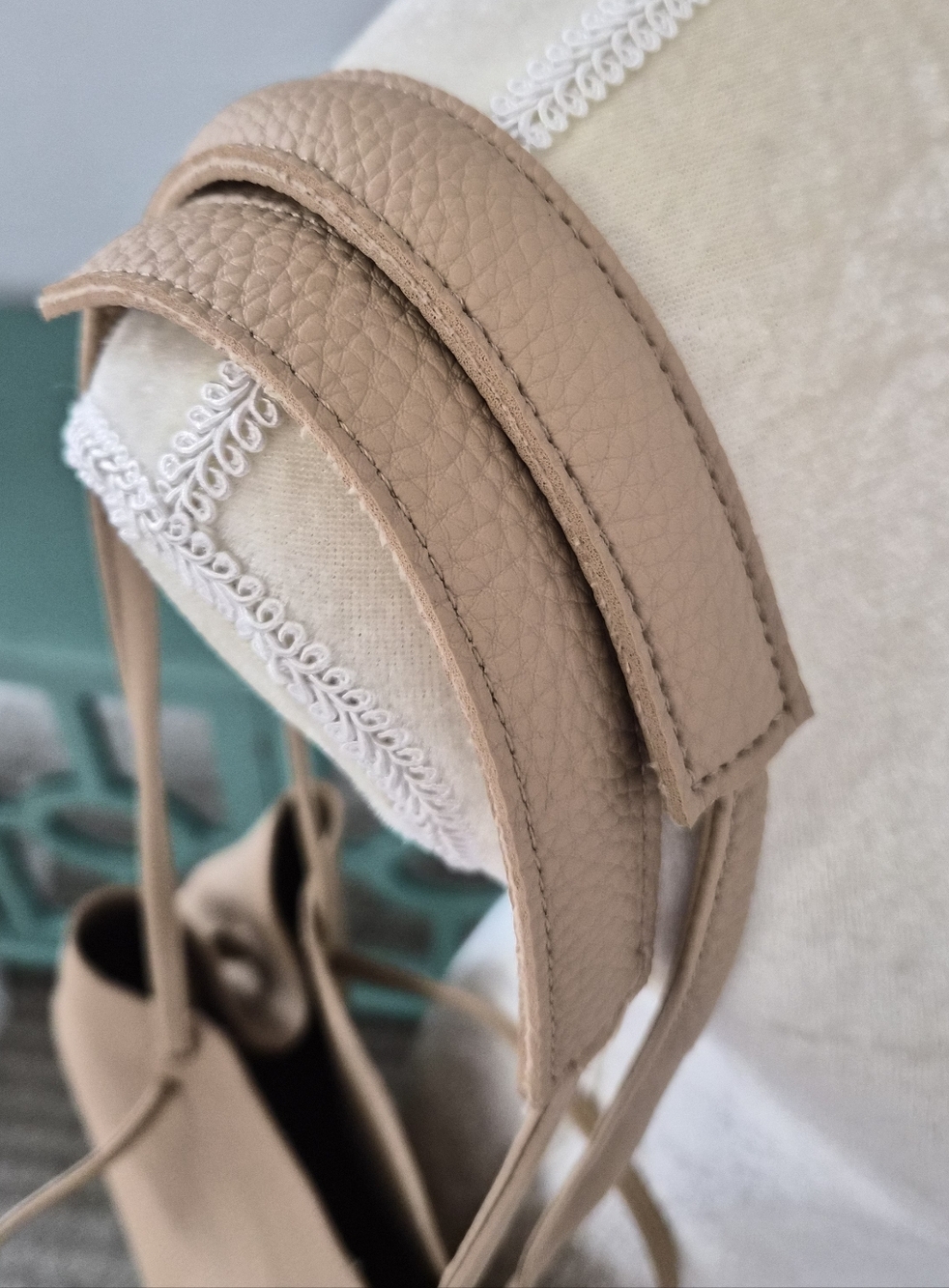 Tan Pebbled Vegan Leather Slouchy Bucket Bag - Picture 4 of 14